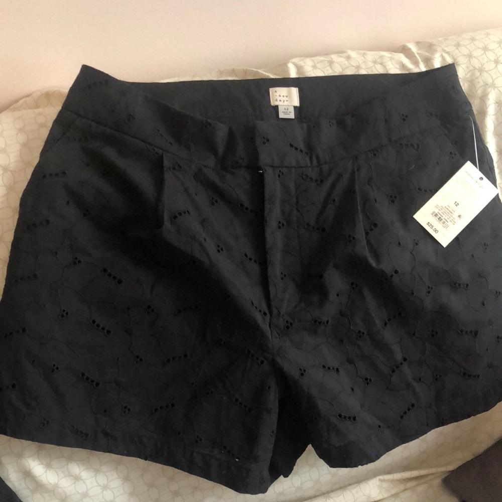 Women's Black Eyelet Shorts